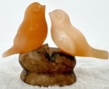 Vtg USSR Carving Gypsum Selenite Satin Spar Russian Love Birds Marble Stone picture