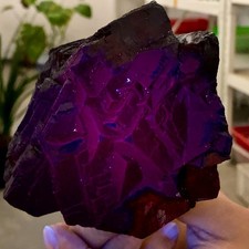 1.88LB Natural black rose fluorescent cube fluorite crystal glow under UV light picture