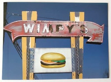 VTG DANVILLE VA Postcard Advertising WIMPY'S HAMBURGERS NEON SIGN picture