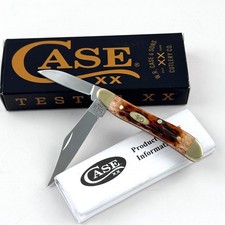 Case XX 00045 Peanut Amber Bone Jigged Stainless Steel Pocket Knife picture