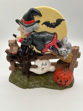 Vintage 1980 Halloween Witch, Moon, Black Cat Decor DUNCAN ENTERPRISE picture