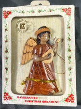 VTG Aloha Wood Art Le Family Hawaiian Angel Lute Ornament Handcrafted Intarsia picture