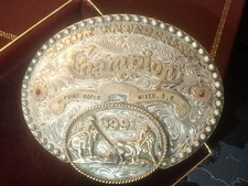 VNTG 1991 RUBEN'S TEAM ROPING CHAMPION TROPHY BUCKLE WESTERN EATON ENTERPRISE  picture