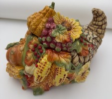 Fitz and Floyd Fall Bountiful Harvest Cornucopia Cookie Jar - MINT picture