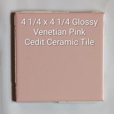 1 Tile Venetian Pink Glossy Ceramic 1960s 4 1/4