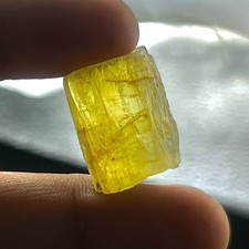 44 Cts Natural Yellow Aquamarine Rough Crystal 20x14mm Golden Beryl. picture