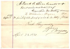 Handwritten William Bryan Signed New York ? 1880 Will Cynthia W Utley ? Deceased picture