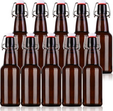 Amber Beer Bottles with Flip Caps, 12Oz 10 Pack Glass Bottle with Swinging Top picture