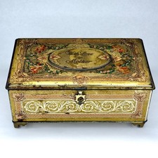 Antique 1927 ARTSTYLE CHOCOLATES TIN BOX + EPHEMERA Cherub Gold Gilt VTG picture