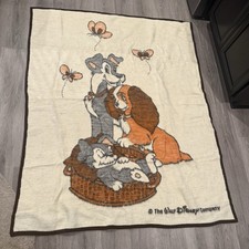 Rare Biederlack Blanket Lady & The Tramp Throw 56x71 Vintage Walt Disney picture