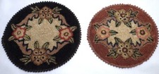 LOT 2 ANTIQ SILK FRENCH KNOT EMBROIDERY FLORAL TAPESTRY DOILY MINI DOLLHOUSE RUG picture