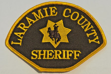 Laramie County Wyoming Sheriff Gold Border Large Letters Patch Unused picture