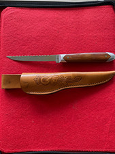 Vintage Queen Steel #76 Fish Fillet Knife Serrated Scaler Hardwood Sheath MINT picture