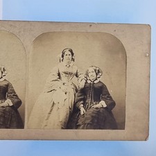 Family Portrait Stereoview C1865 Real Photo Mother Daughter Crinoline  Ladies picture
