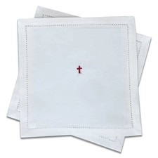 Pall Cover & Inserts - 100% Linen / Red Embroidered Cross picture