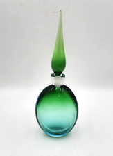 HTF Vintage MCM Empoli Murano Glass Decanter green 15” W/stopper picture