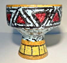 MCM Bitossi Aldo Londi Raymor Pedestal Vase Bowl Colorful  Marked Italy Vtg picture