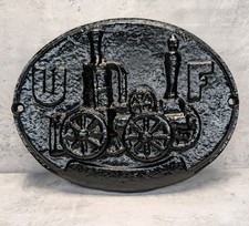 Vintage Virginia Metalcrafters Cast Iron United Firemen's Fire Engine Plaque 11