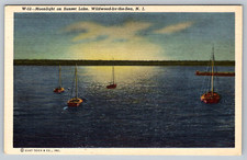 c1940s Moonlight Sunset Lake Wildwood-by-the-Sea NJ Postcard picture