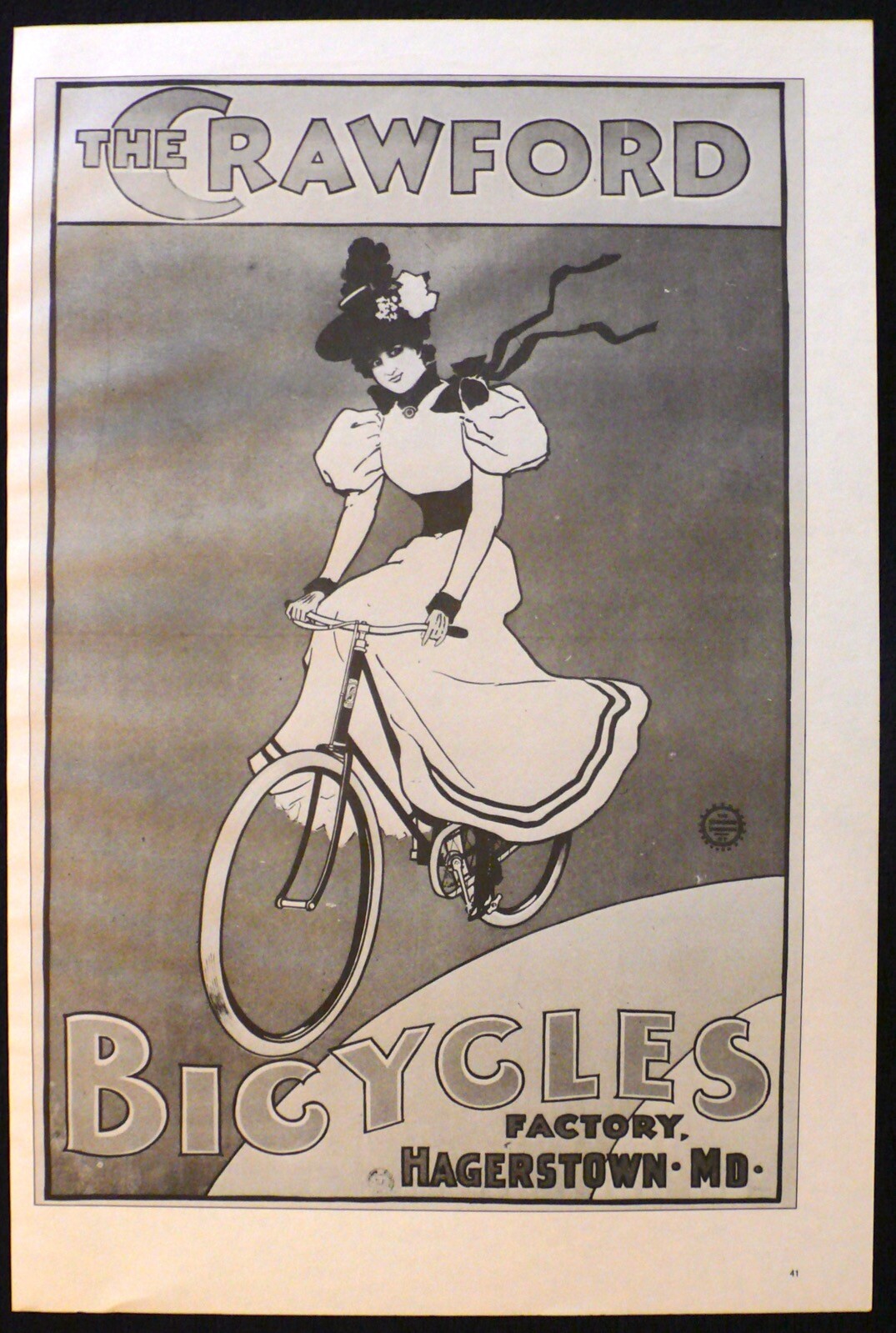 Crawford Bicycles Hagerstown Maryland Vintage Poster 1973 Print Repro