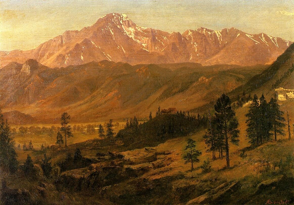 Oil painting Pikes-Peak-Albert-Bierstadt-Oil-Painting mountains landscape canvas