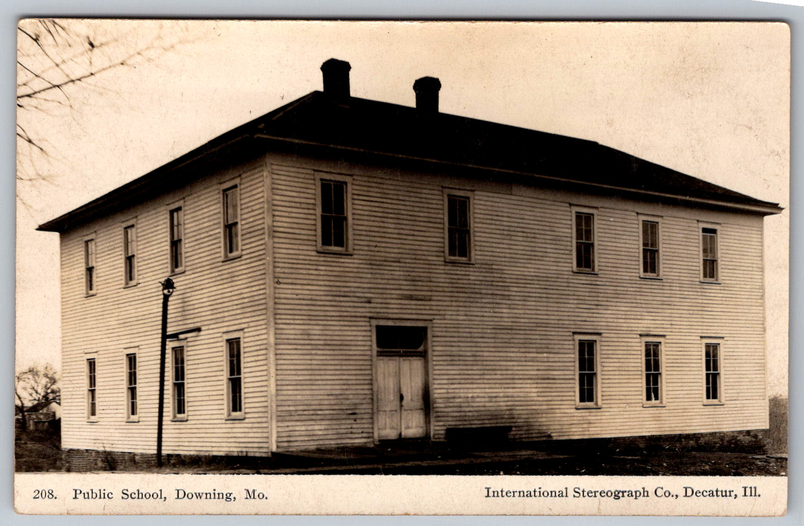 RPPC c1910s Public School Downing Missouri Burned Down Defunct Postcard