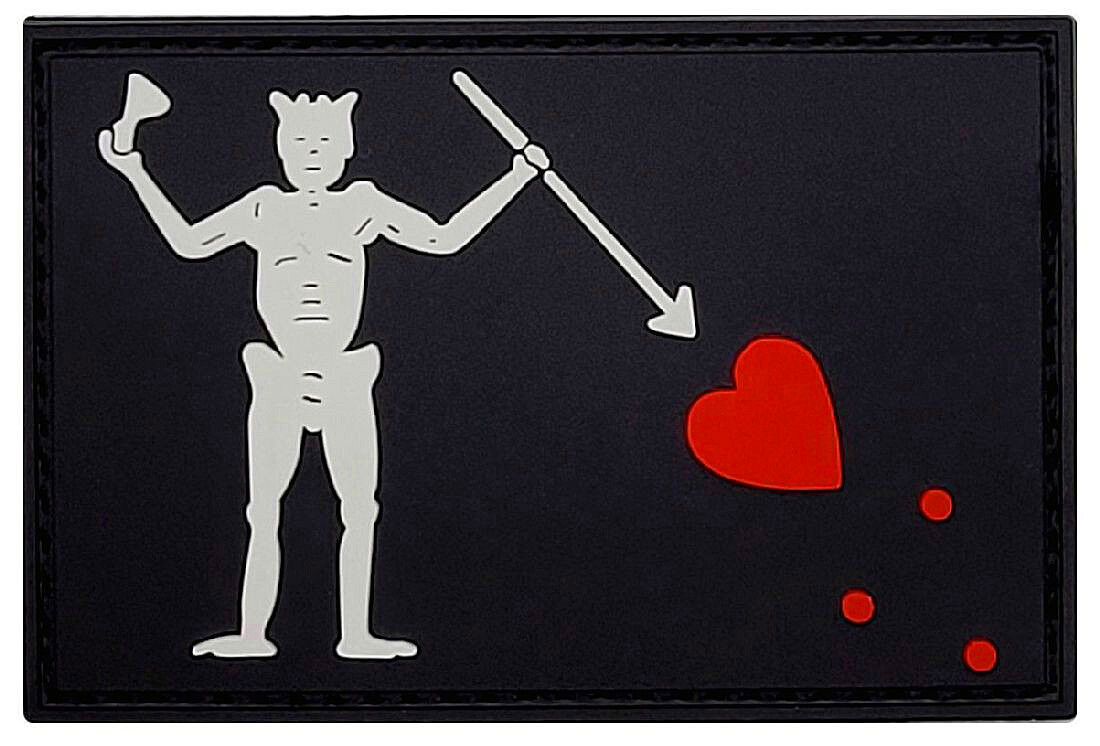 Blackbeard Pirate Flag Edward Patch [PVC Rubber - Hook Backing -3.0 X 2.0 -BP1]