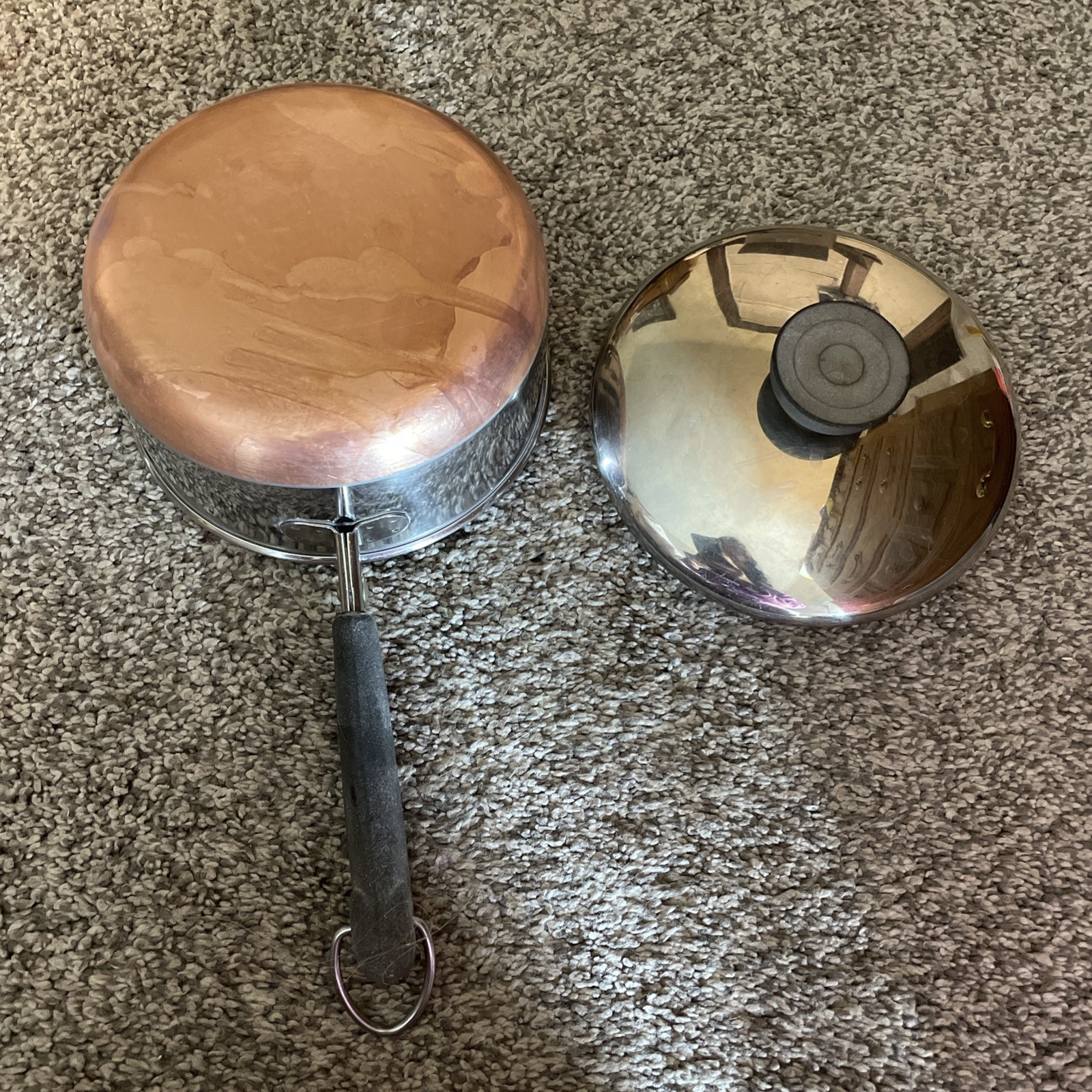 Vintage REVERE WARE 1 Qt Saucepan & Lid Pre-1968 Copper Bottom USA