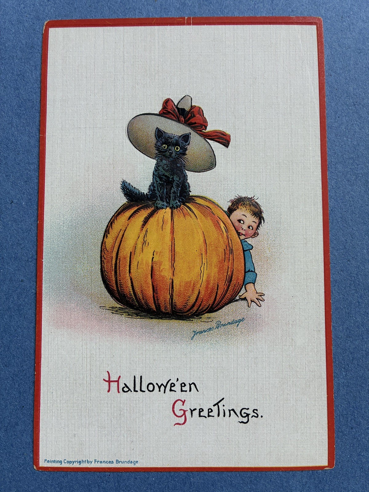 Vtg Antique Halloween Postcard Brundage #123 Cat JOL Germany UNUSED