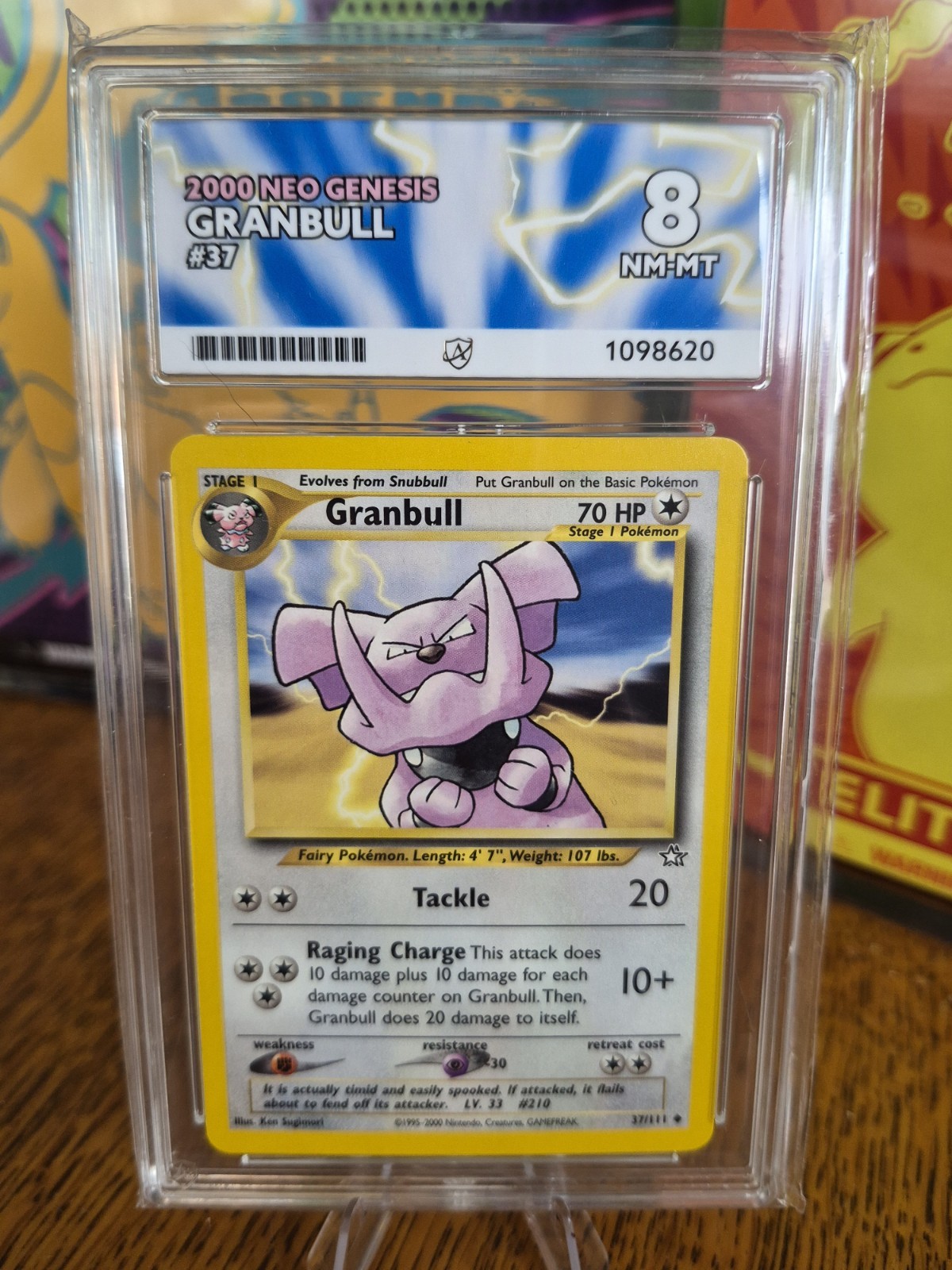 2000 Pokémon Neo Genesis Granbull #37 (1st Edition) vintage POP 1 Ace Grade 8 NM
