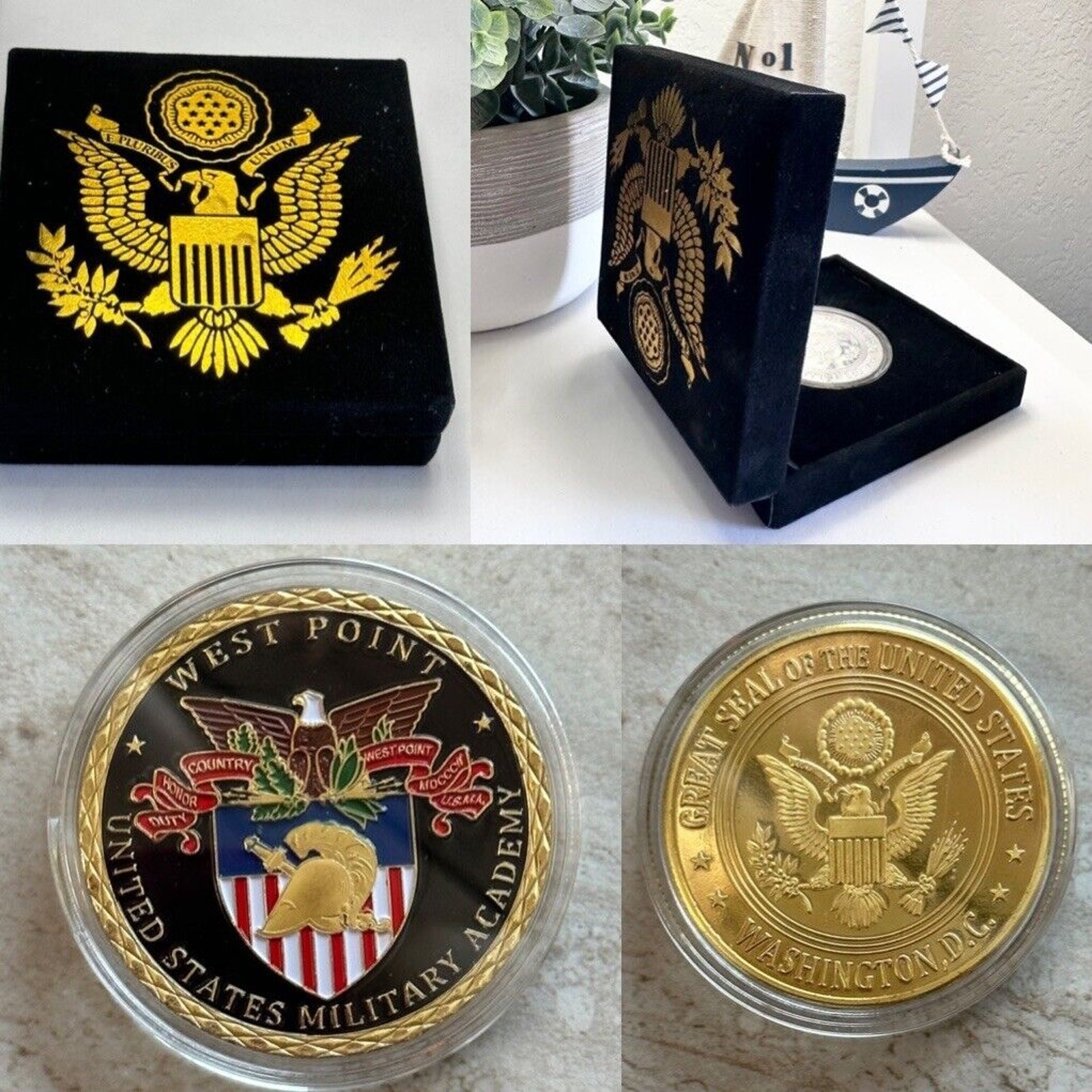 West Point Military Academy Challenge Coin with special velvet presentation box