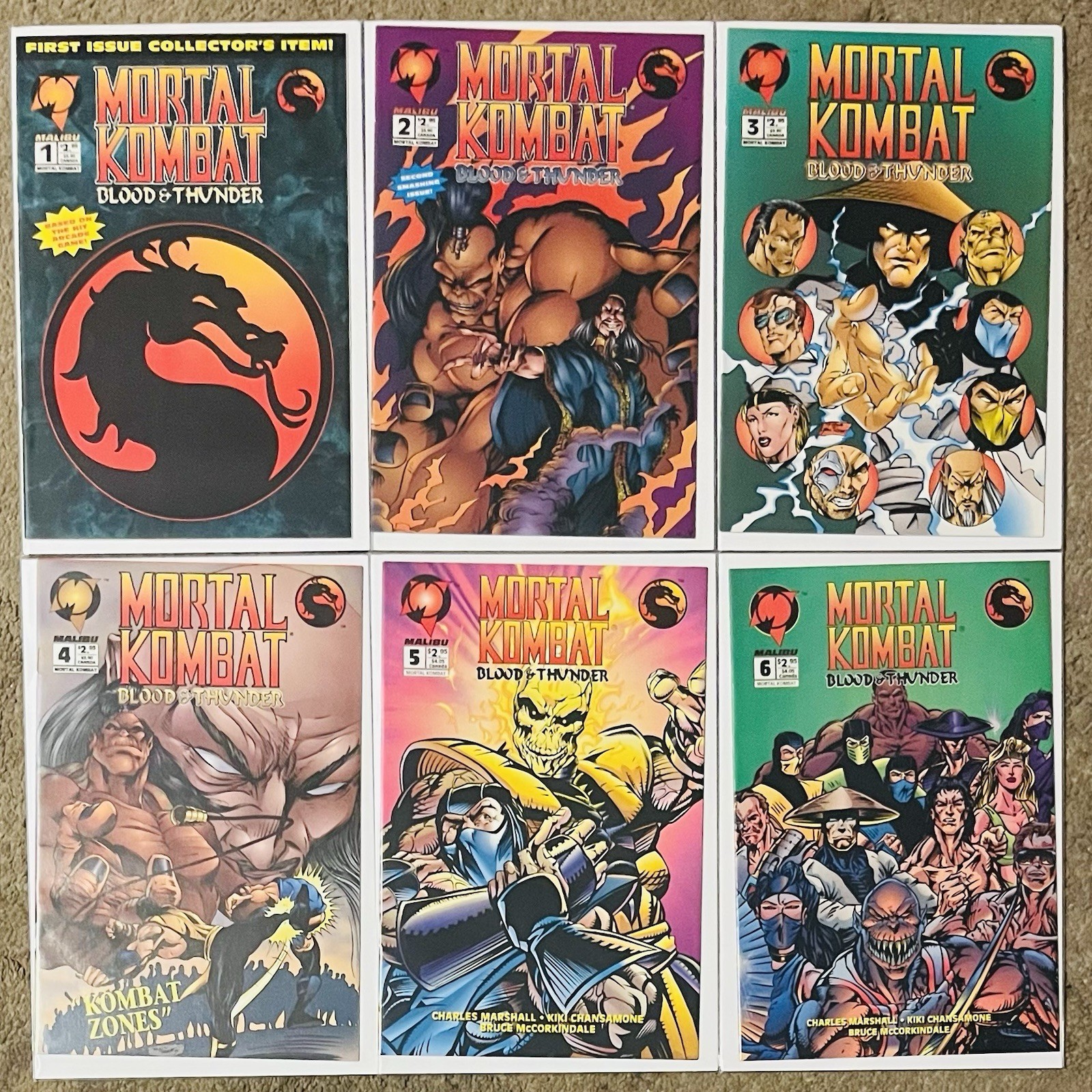 MORTAL KOMBAT: BLOOD & THUNDER 1-6 HIGH GRADE COMPLETE SET MALIBU COMICS 1994