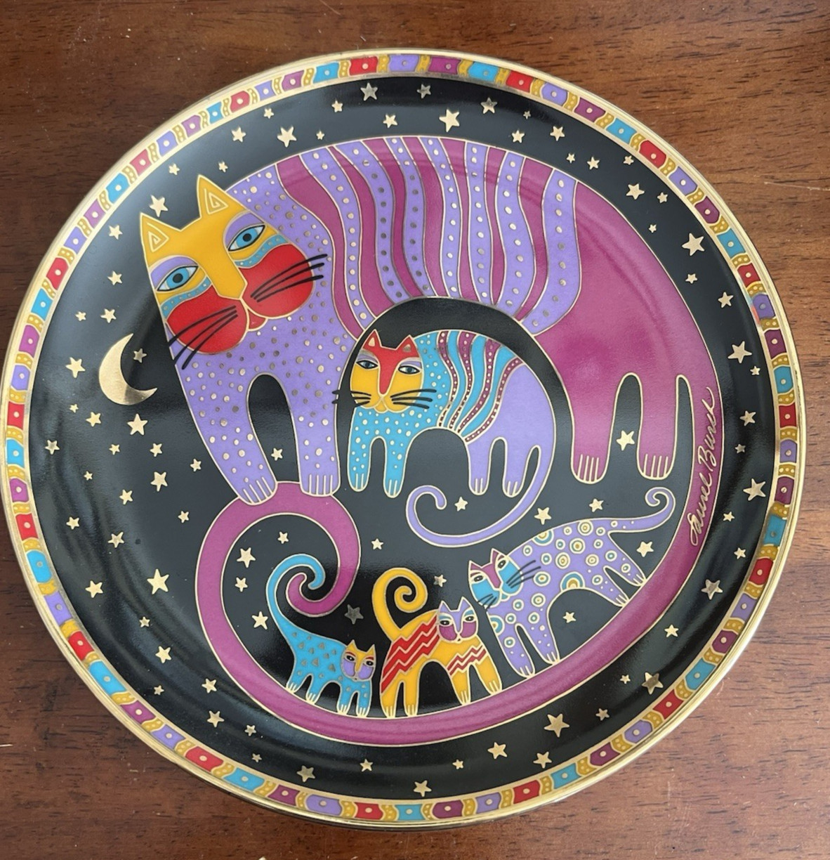 Franklin Mint Porcelain Laurel Burch Feline Family Cat Plate ltd edition 1995