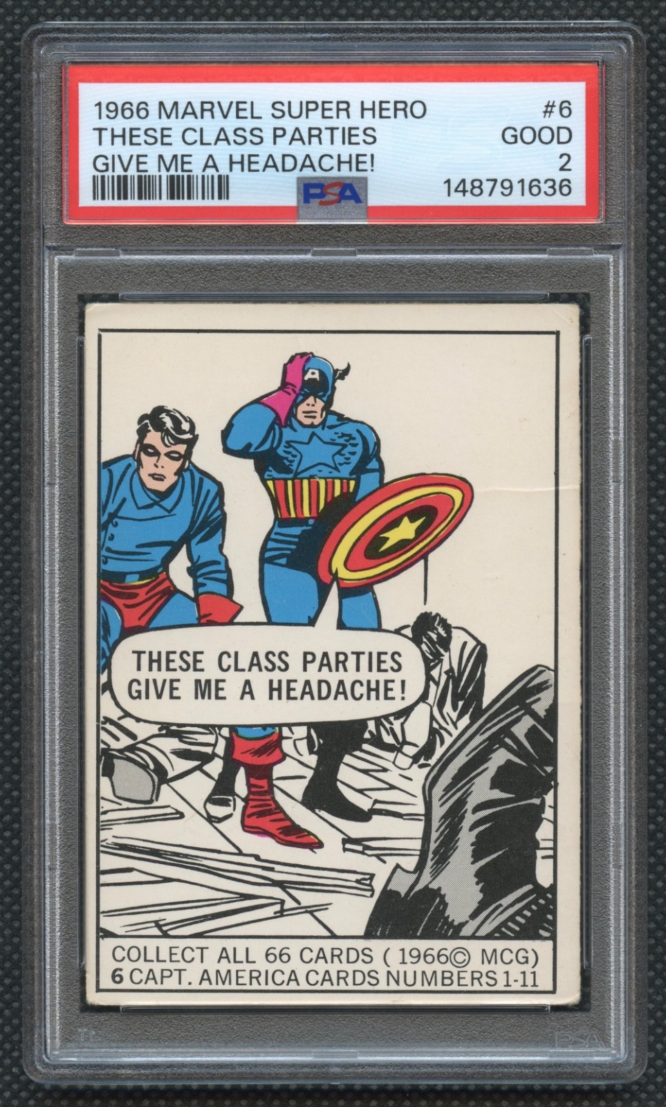1966 Donruss Marvel Captain America Rookie /1st Spider-Man Appearance #6 PSA 2