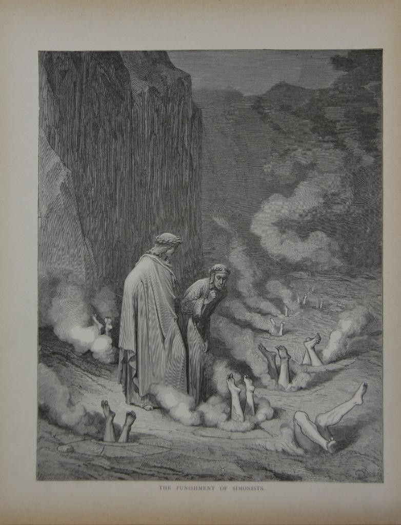 Antique Gustave Dore Dante\'s Inferno Punishment of the Simonists Hell Death 1880