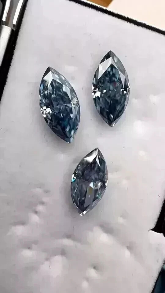 2 Ct Size 3 Pcs Natural Marquise Cut Blue Diamond D Grade VVS1 + 1 Free Gift