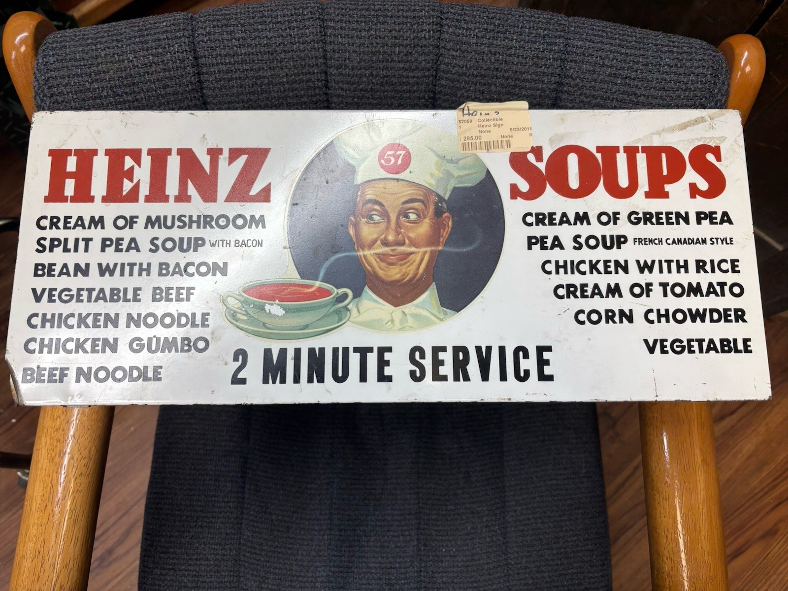 NICE~ 1940s era Graphic HEINZ SOUP TIN SIGN ~100% ORIGINAL