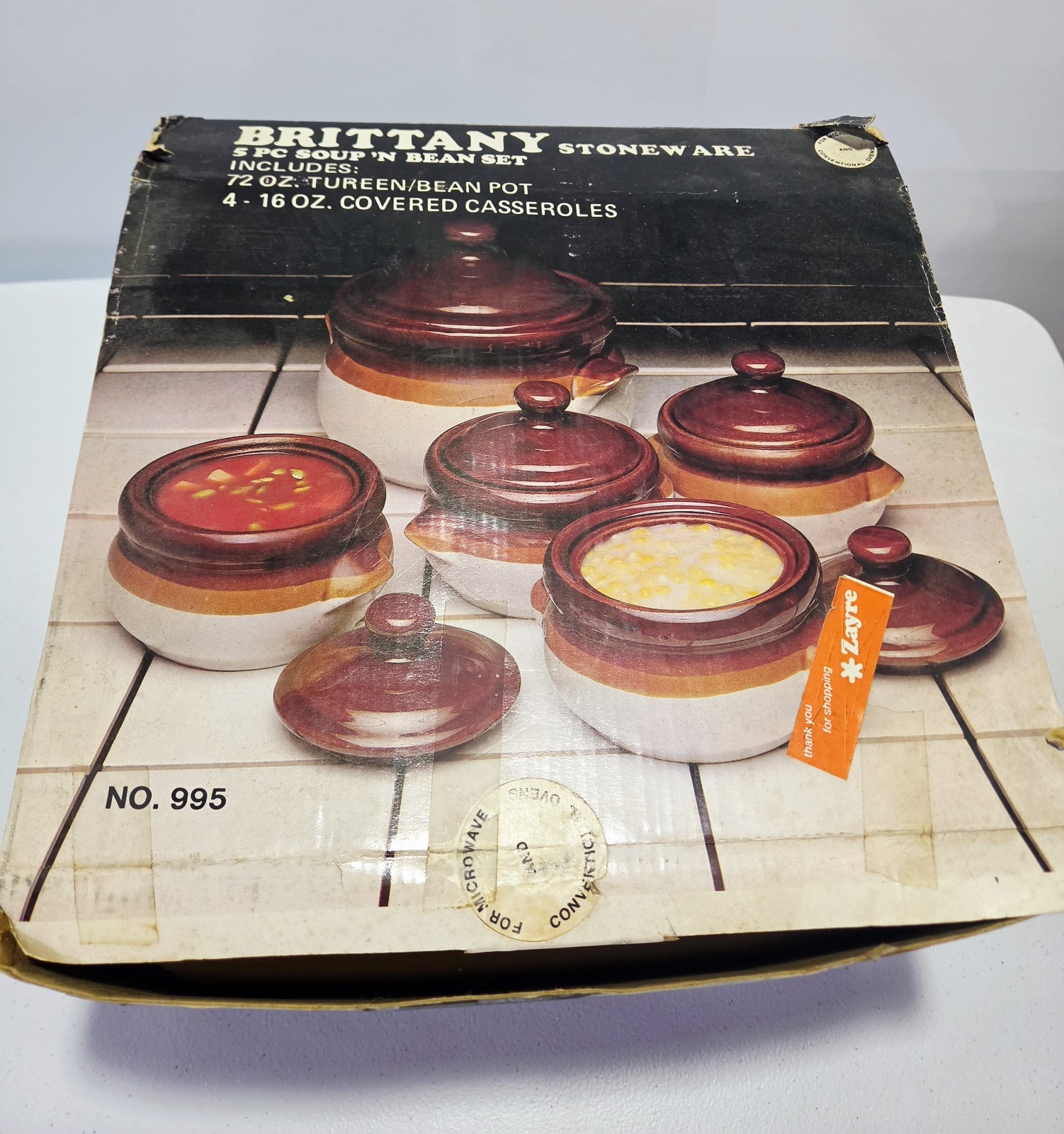 Vintage Brittany Soup & Bean Pots + Soup Tureen 10 Pcs French Onion Soup In Box 