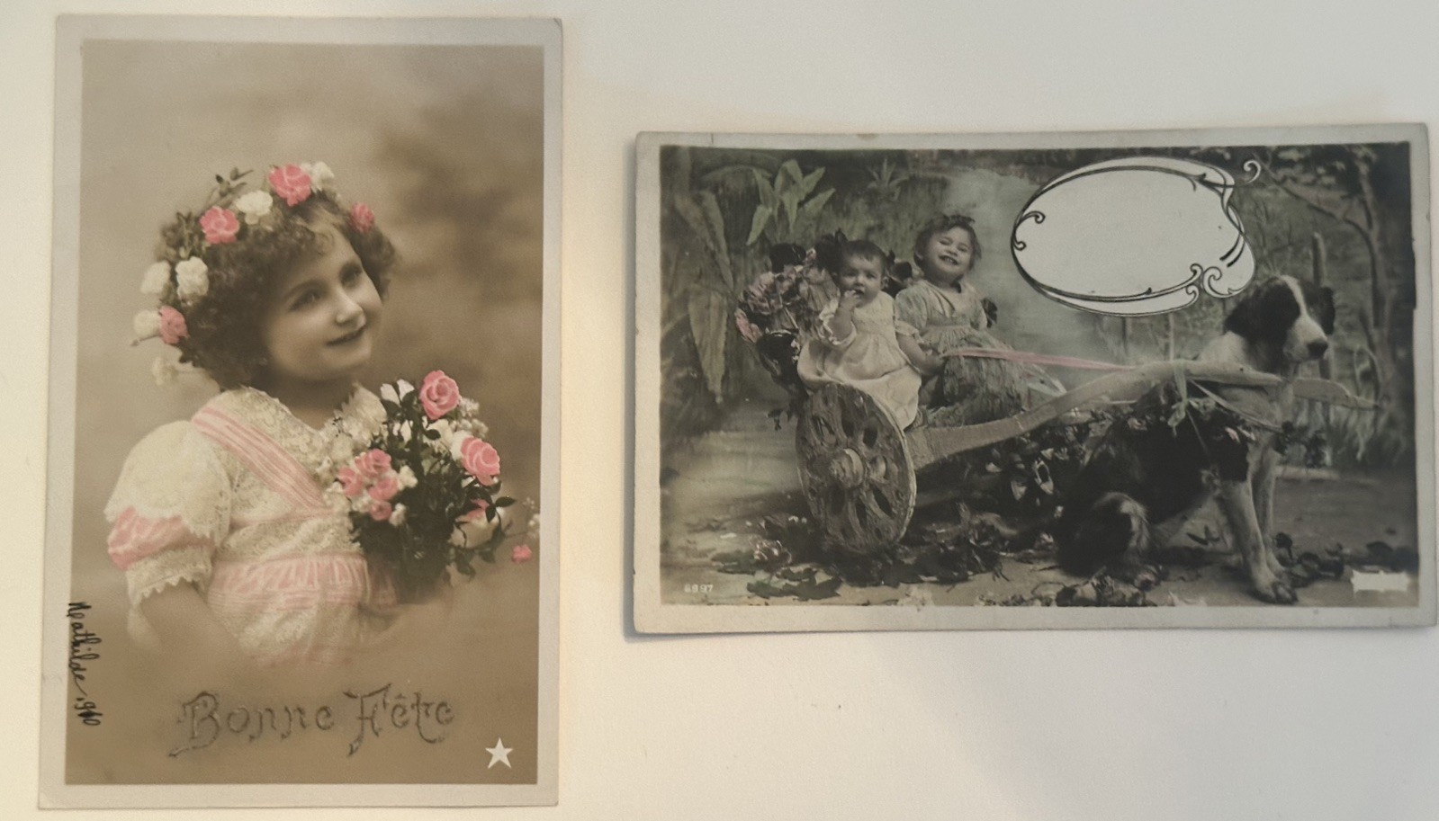 Lot 22 Vintage RPPC French Hand painted Postcards - CHILDREN 