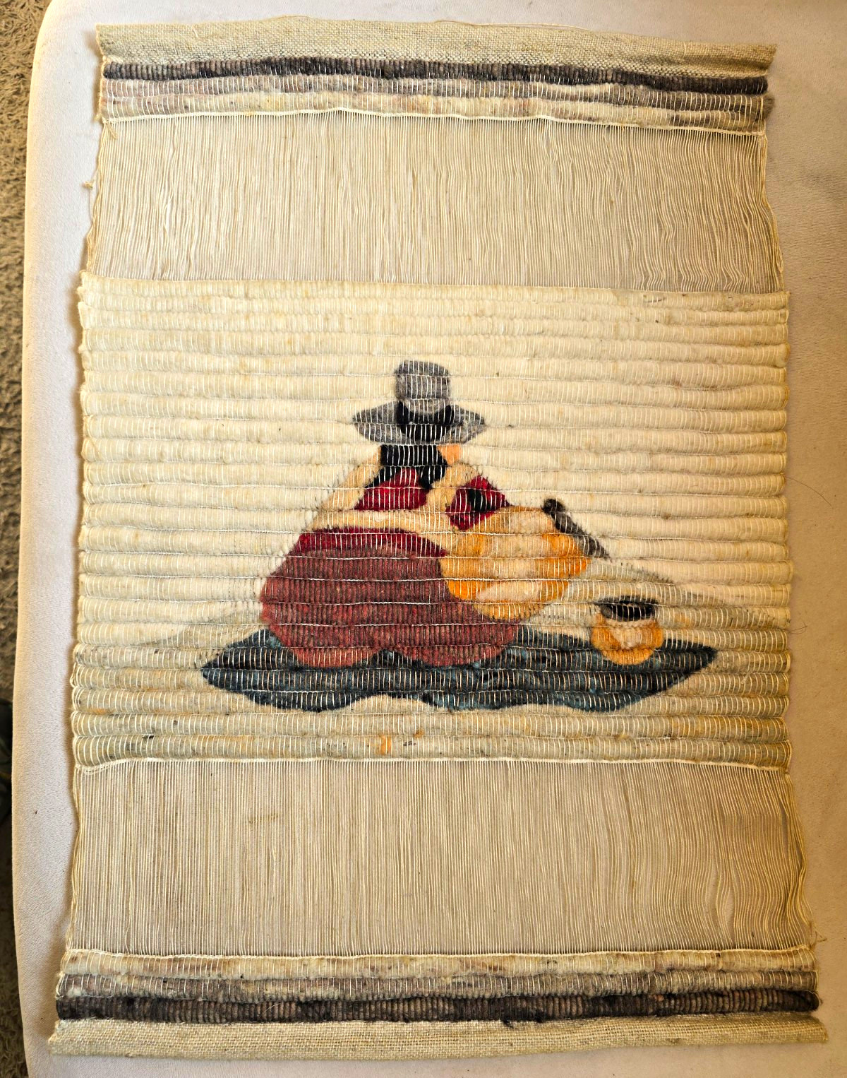 Vintage Arte Inca Peru Handwoven Sheep Wool Tapestry Andean Folk Art Wall Decor