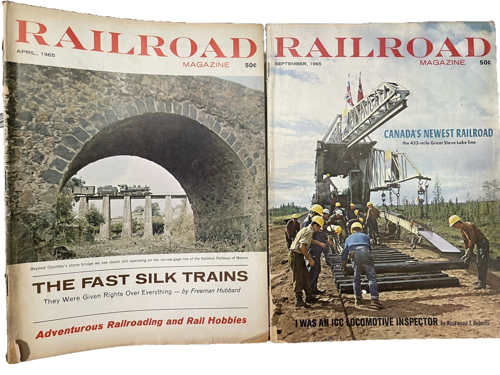 Vintage RAILROAD MAGAZINE Lot of 2 issues 1965 Silk Trains Joe Easley artist