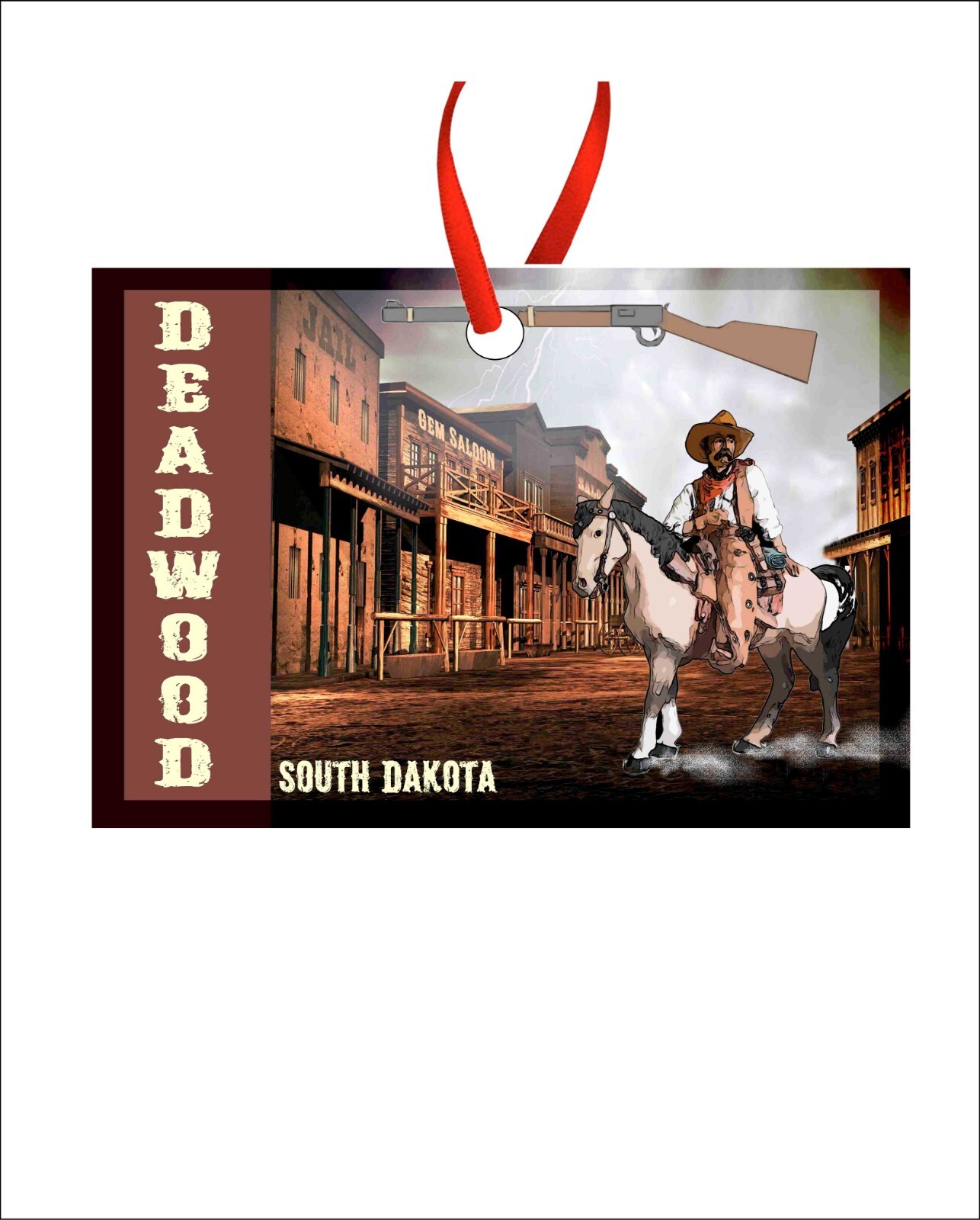 Deadwood  SD Cowboy Art Christmas & Holiday Ornament TRAVEL POSTER ART