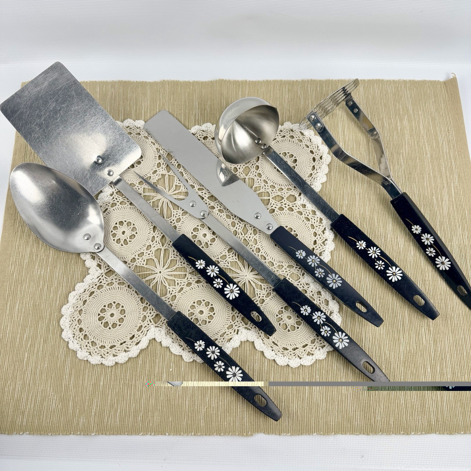 Vintage Androck Stainless Steel Kitchen Utensil Set – 6 Piece – USA Made – MCM