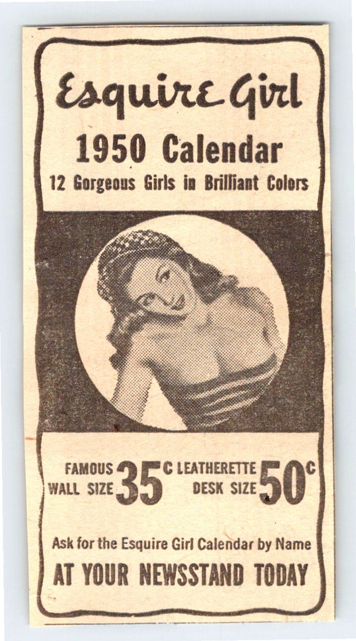 1950 ESQUIRE GIRL CALENDAR Vintage 2\