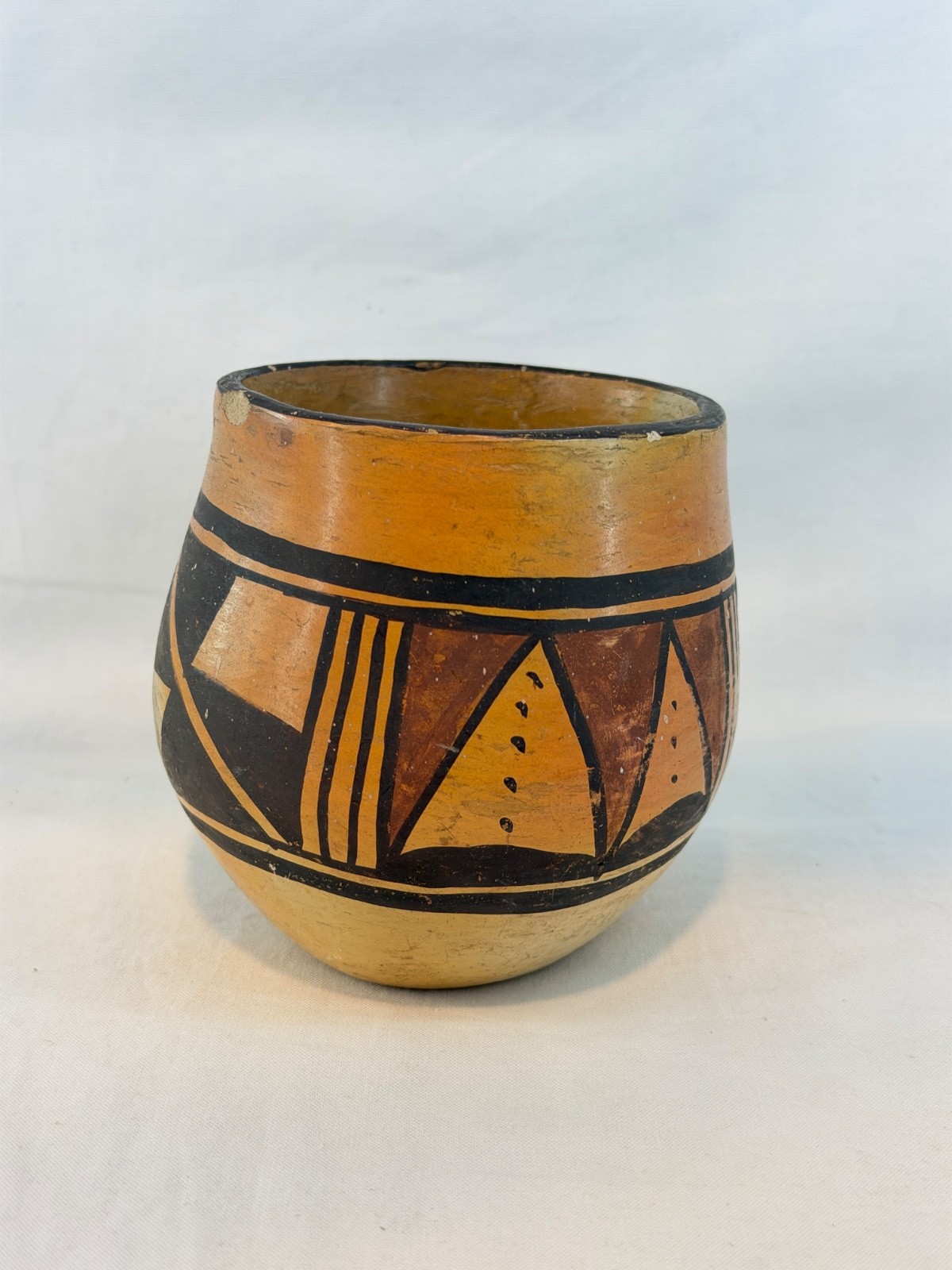 Vintage Hopi Hand Made Polychrome Pottery Vessel
