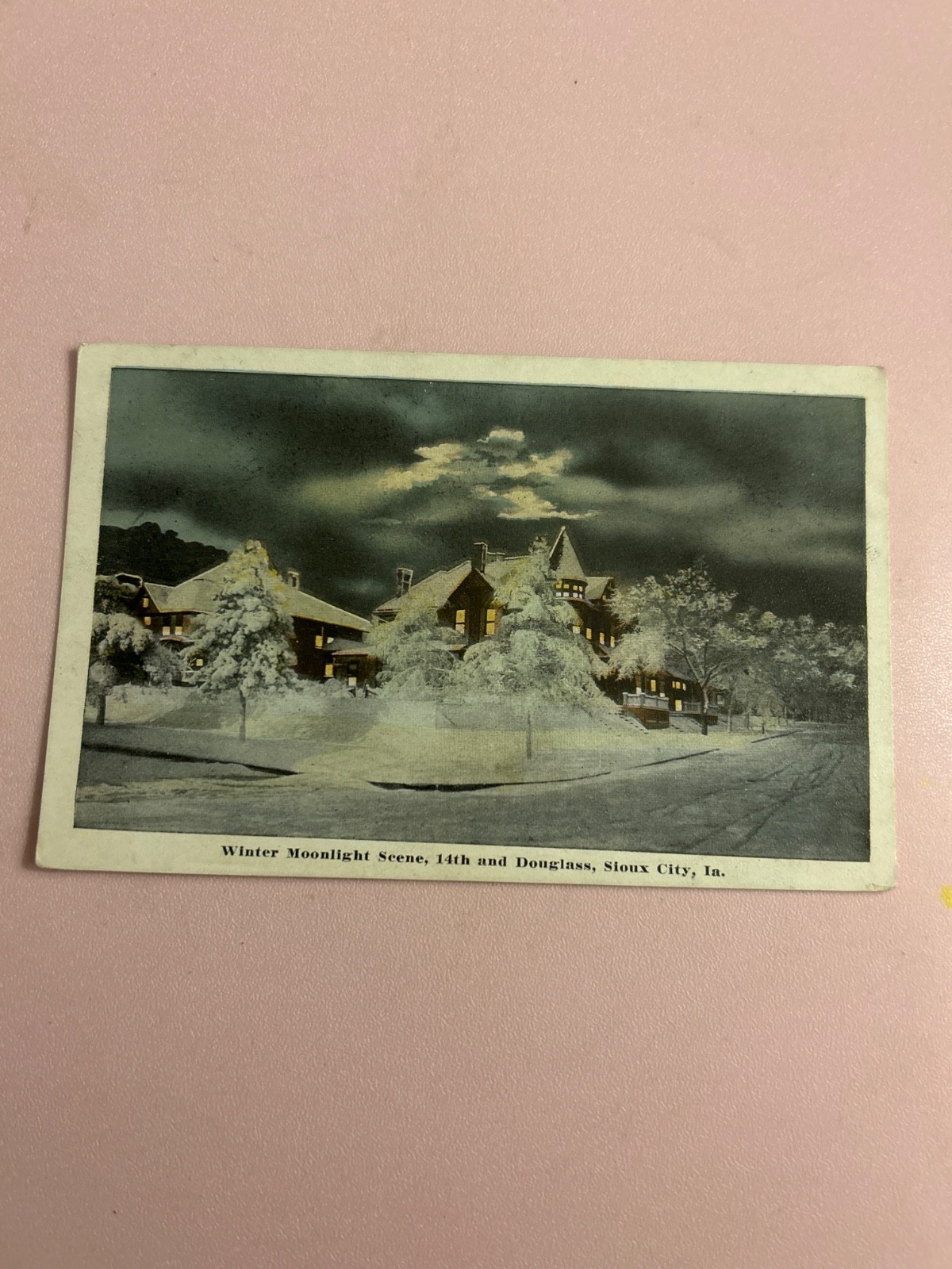 Winter moonlight scene, Sioux City Iowa