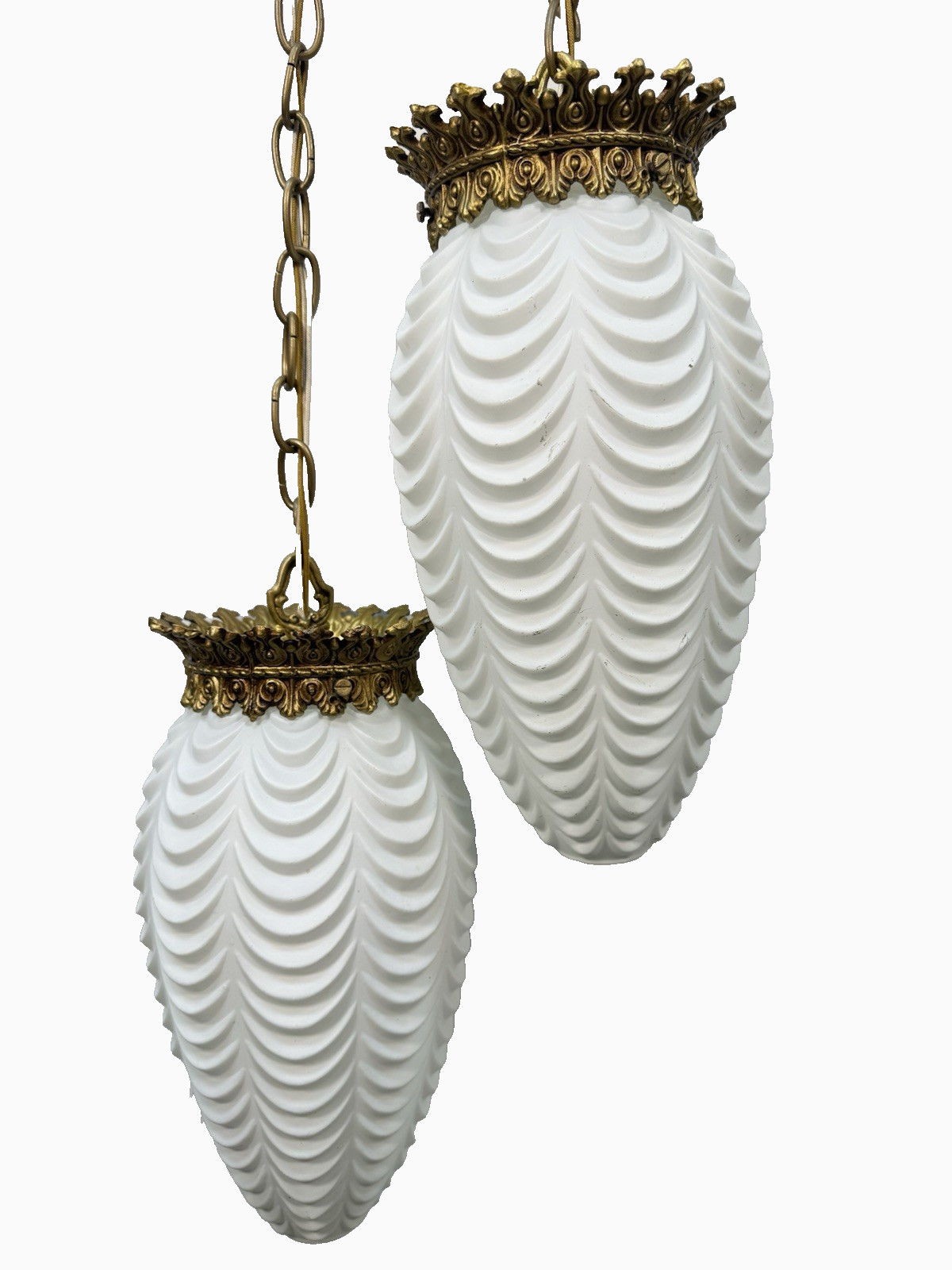 Vintage L&L WMC 2-Light Tiered Chandelier - Hollywood Regency Satin Glass #8688