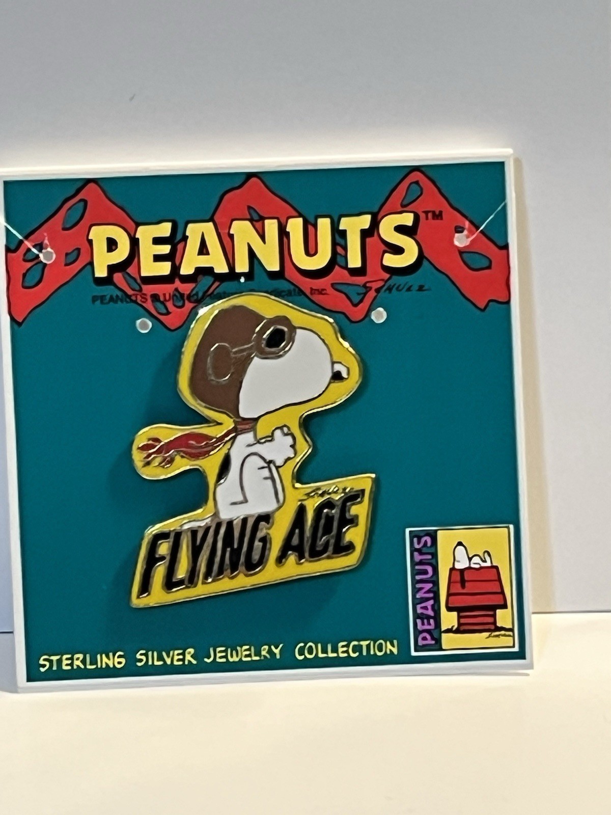 Peanuts United Feature Syndicate Sterling Silver Snoopy Flying Ace Pin NEW