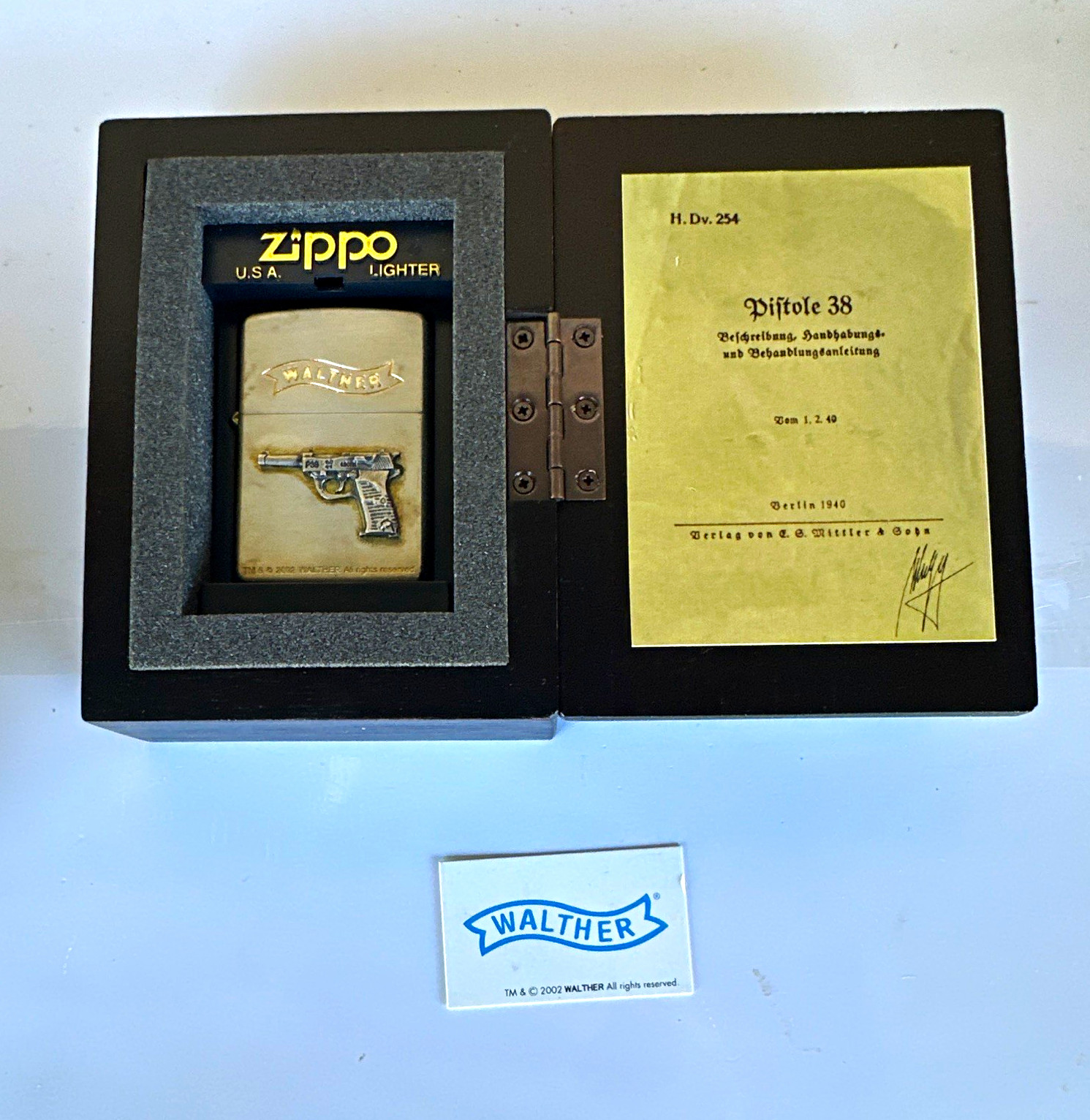 Zippo Walther PPK Collectible Lighter w/ Box, Certificate and Papers