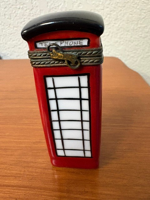 Vintage Limoges France English Phonebooth Trinket Box